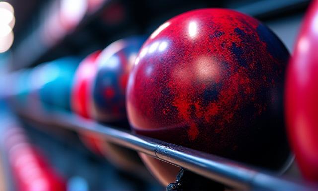 Diverse palle da bowling colorate in un pro-shop