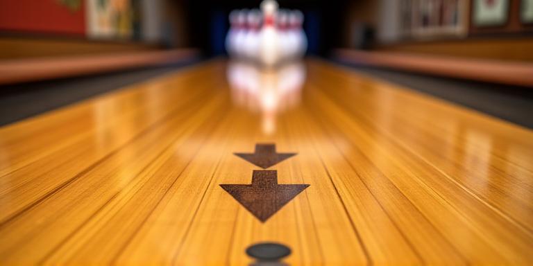 Dettaglio delle frecce sulla pista di bowling utilizzate come target